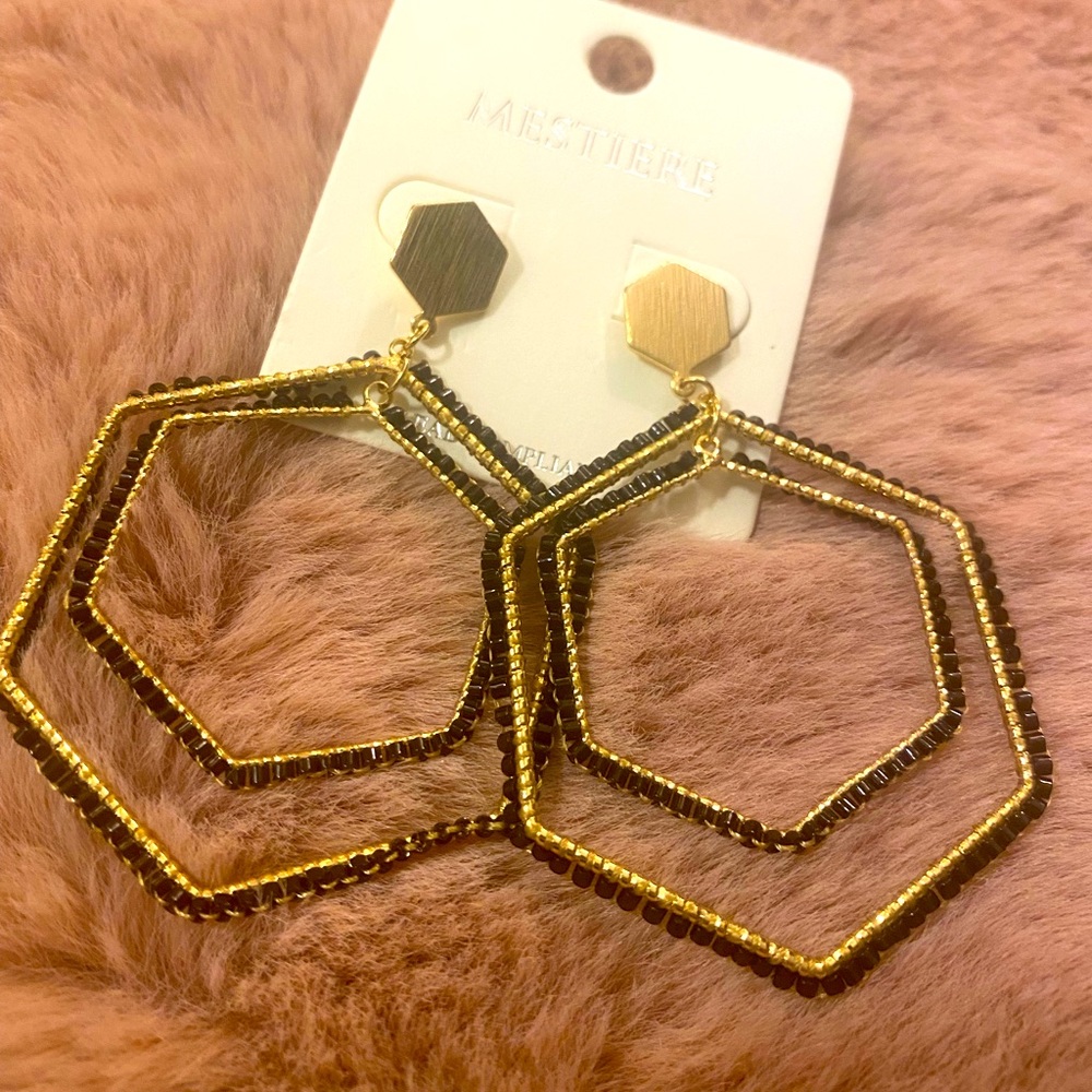 NWT! Black and gold Mestiere earrings